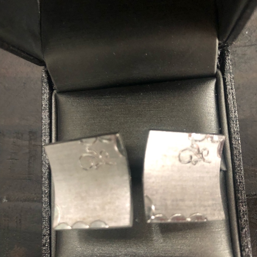 Sterling Silver Tone Square Cufflinks - Men's Accessories